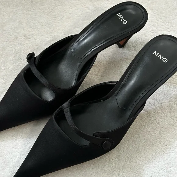 NWOT | Mango | Satin Kitten-Heel Shoes | Size 37 - Picture 1 of 8